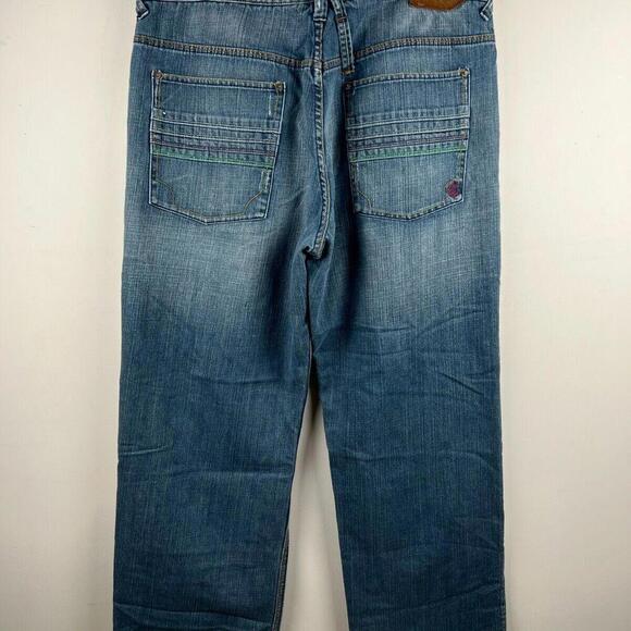 Vintage Rocawear Jeans Mens 38 Blue Baggy Y2K Streetwear Wide Leg Skater Goth - Picture 2 of 8